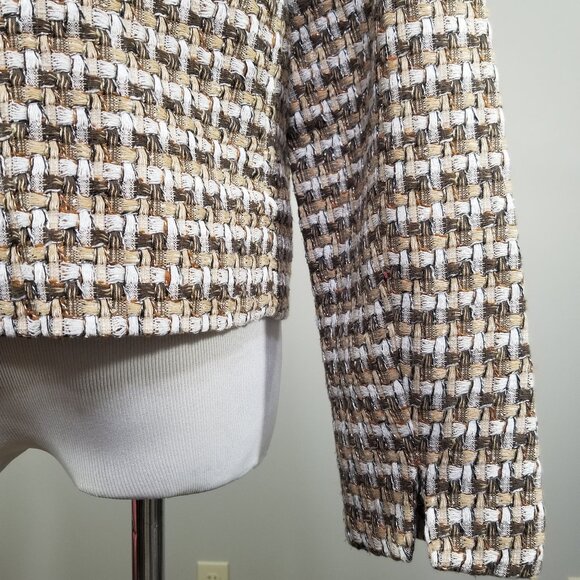 Chicos Boucle Tweed Blazer Lady Jacket Size 1 (8/M) Pockets Classic Career Crop - Picture 5 of 11